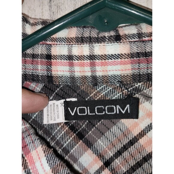 Volcom Women's Plaid Long Sleeve Button Front Shirt Top Size Medium - Picture 2 of 5